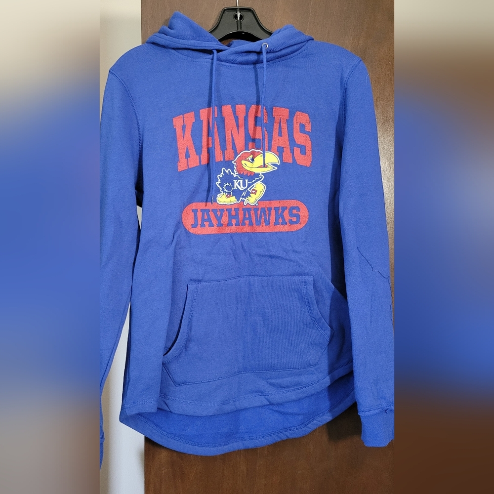 Colosseum Blue and Red Women's Kansas Jayhawks Hoodie